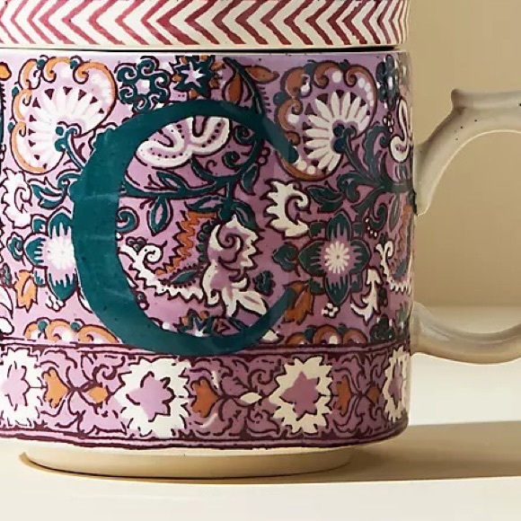 Anthropologie Blockprinted Monogram Mug - Picture 9 of 9
